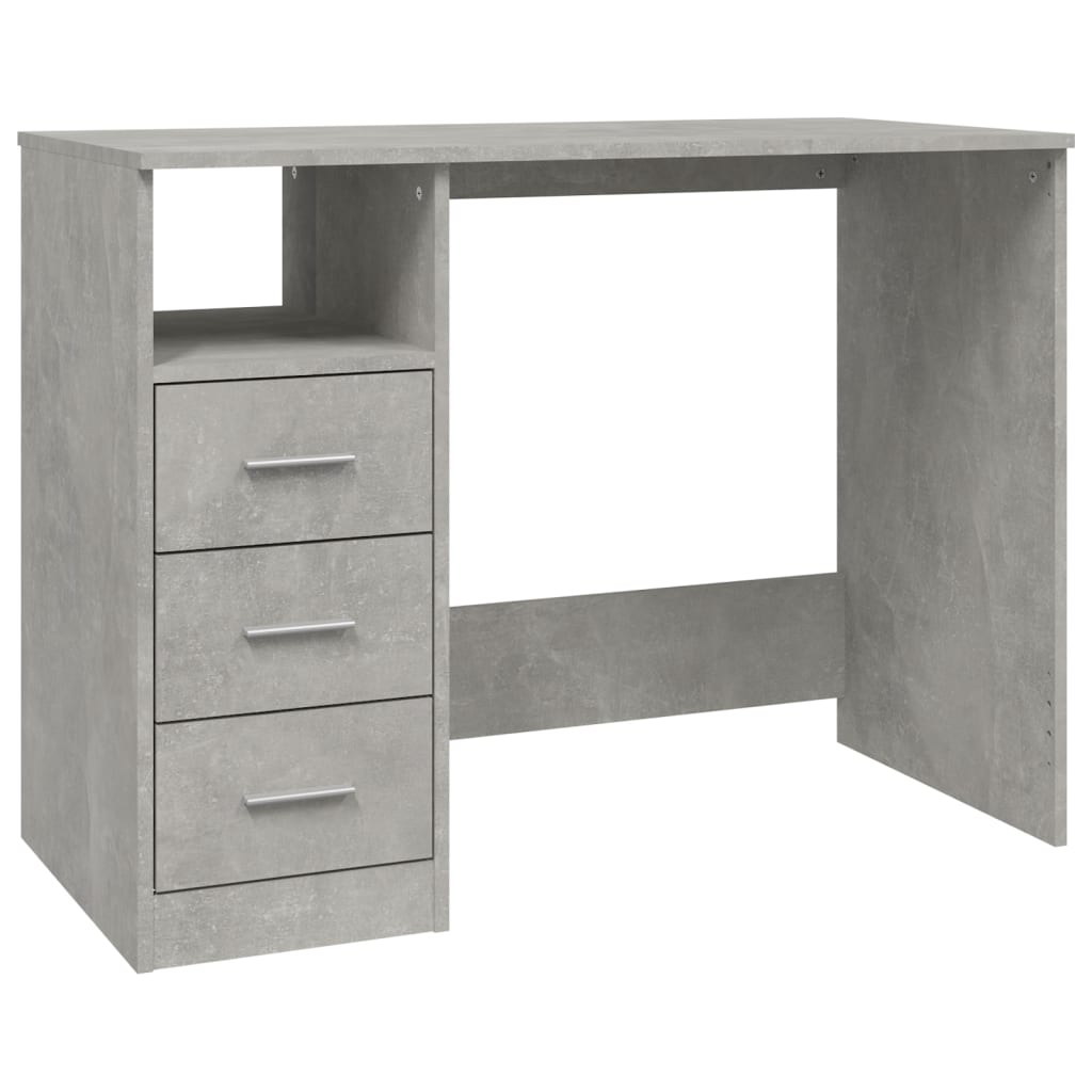Bureau met lades 102x50x76 cm bewerkt hout betongrijs is nu te koop bij PeponiXL, paradijselijk wonen!