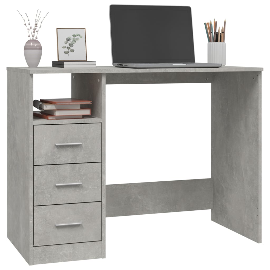 Bureau met lades 102x50x76 cm bewerkt hout betongrijs is nu te koop bij PeponiXL, paradijselijk wonen!
