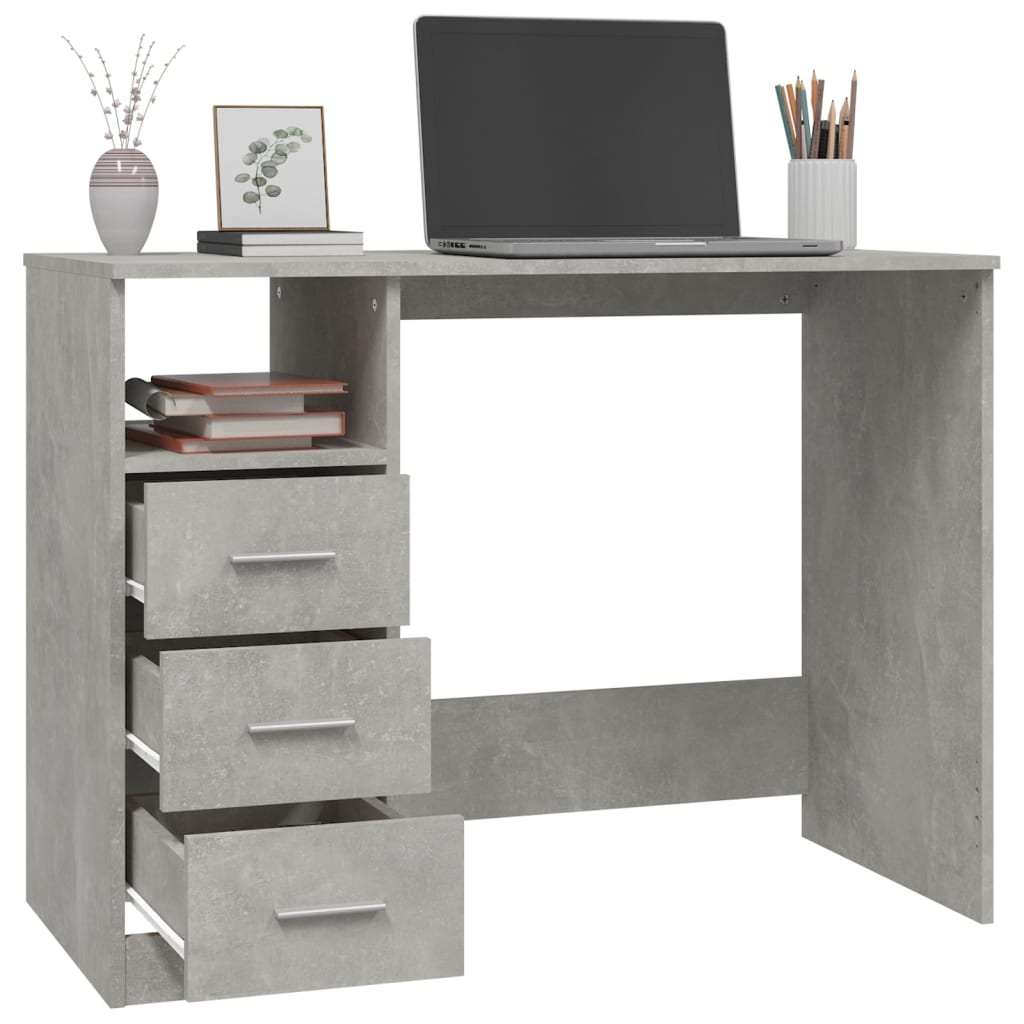 Bureau met lades 102x50x76 cm bewerkt hout betongrijs is nu te koop bij PeponiXL, paradijselijk wonen!