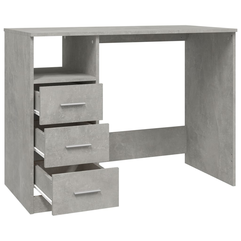 Bureau met lades 102x50x76 cm bewerkt hout betongrijs is nu te koop bij PeponiXL, paradijselijk wonen!