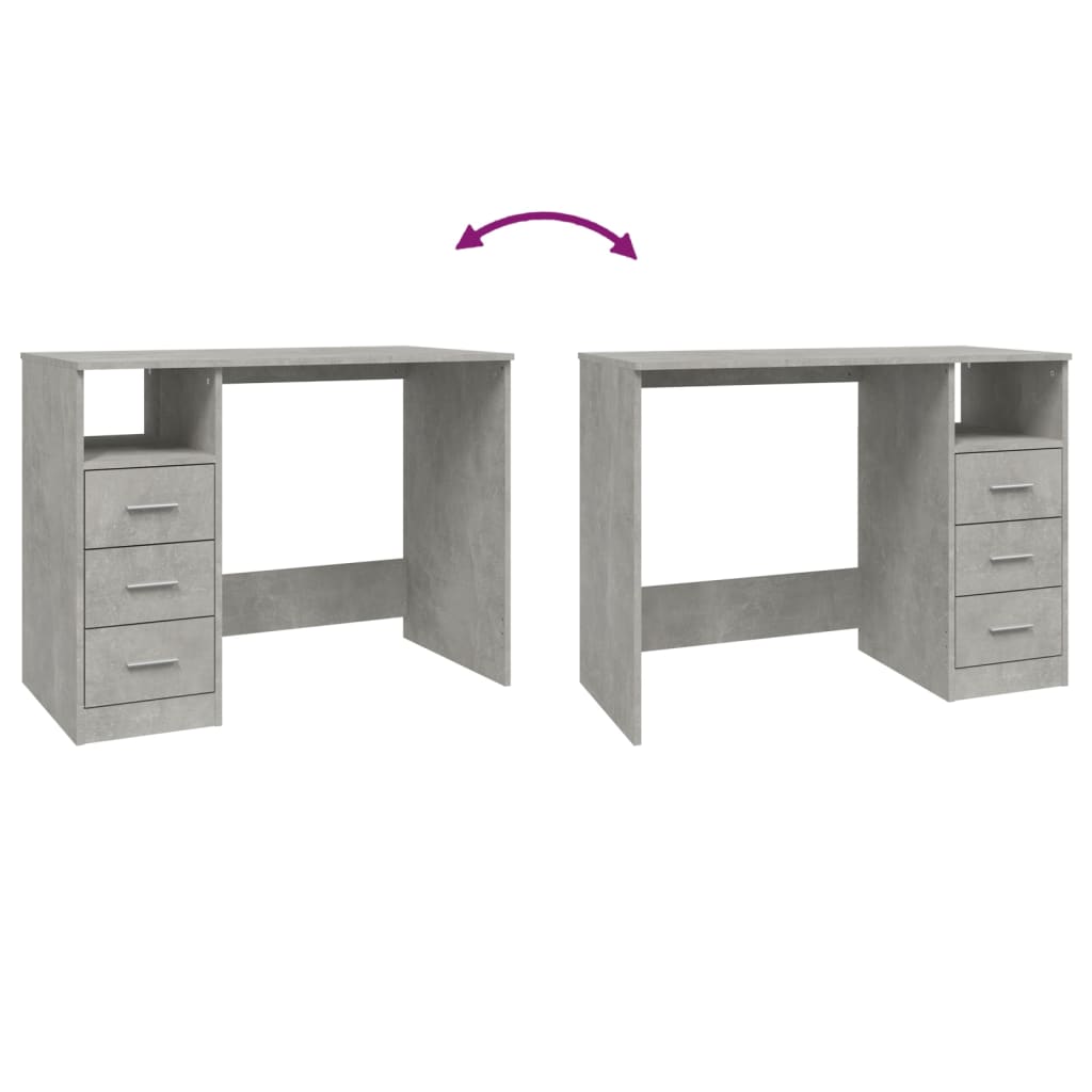Bureau met lades 102x50x76 cm bewerkt hout betongrijs is nu te koop bij PeponiXL, paradijselijk wonen!