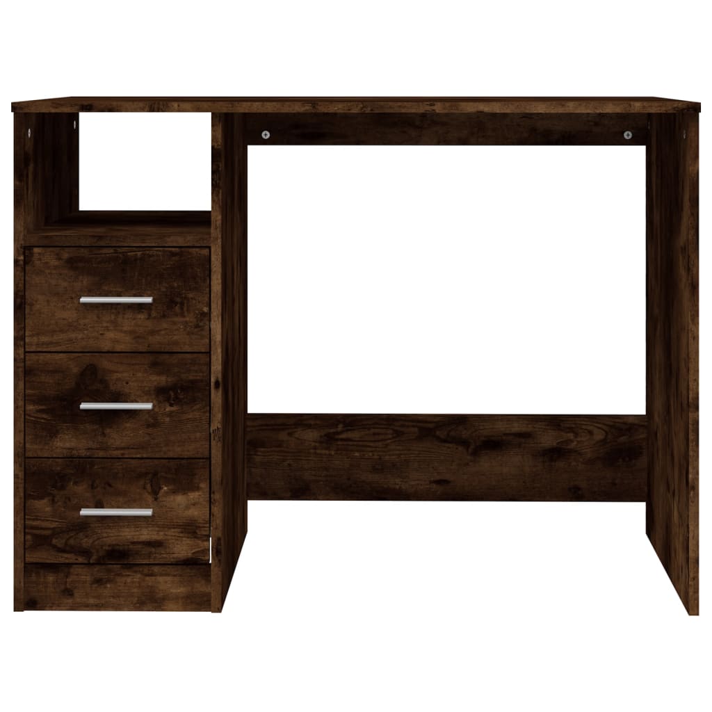 Bureau met lades 102x50x76 cm bewerkt hout gerookt eikenkleurig is nu te koop bij PeponiXL, paradijselijk wonen!