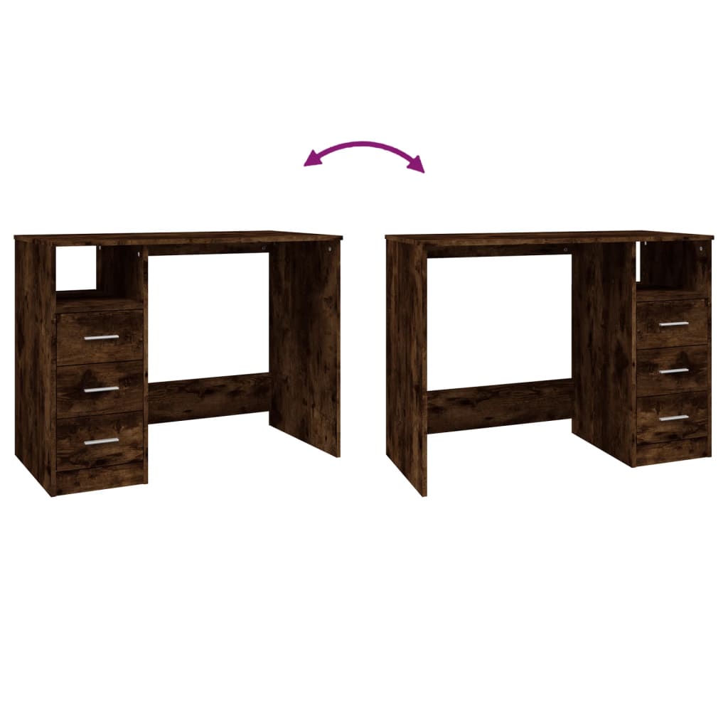 Bureau met lades 102x50x76 cm bewerkt hout gerookt eikenkleurig is nu te koop bij PeponiXL, paradijselijk wonen!