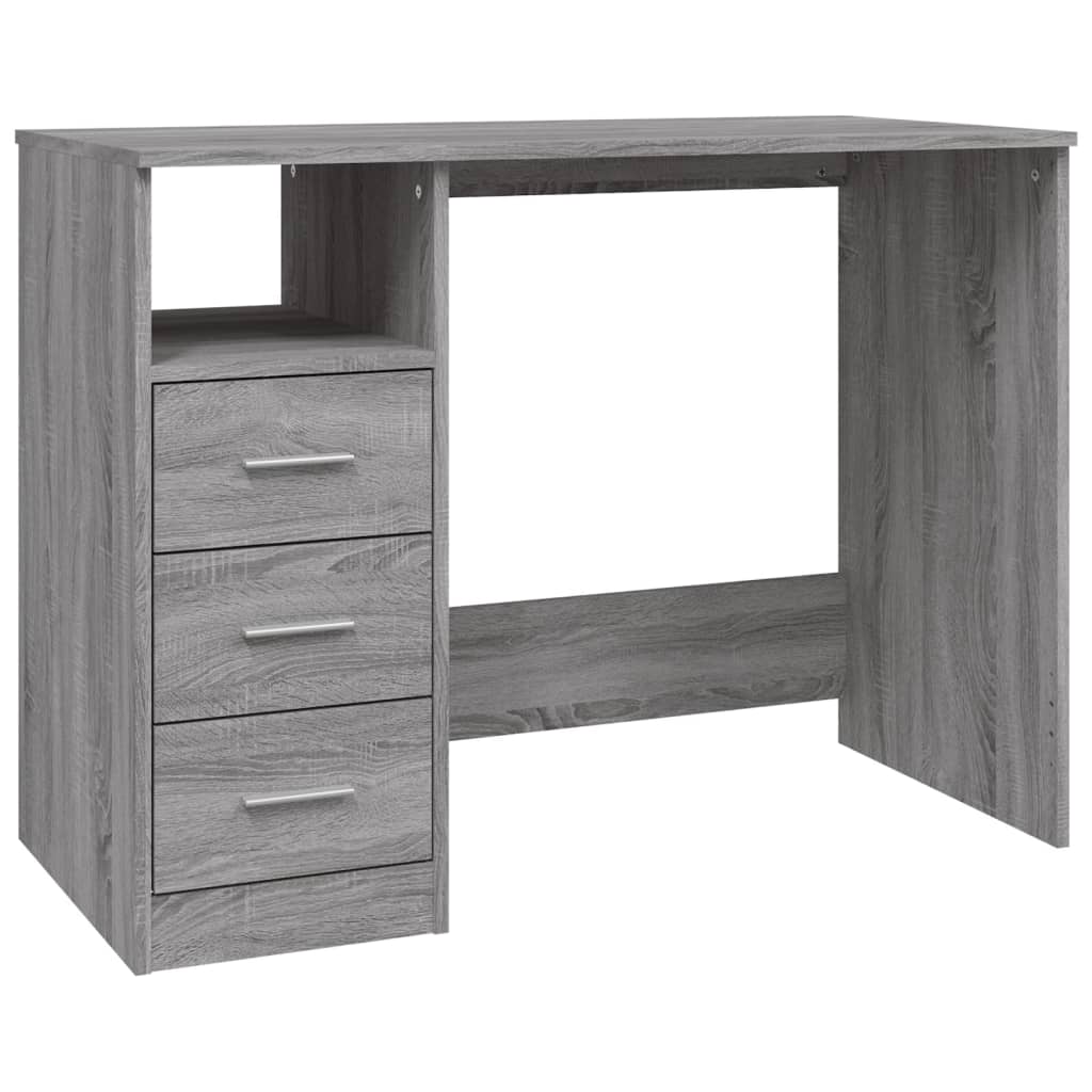 Bureau met lades 102x50x76 cm bewerkt hout grijs sonoma eiken is nu te koop bij PeponiXL, paradijselijk wonen!