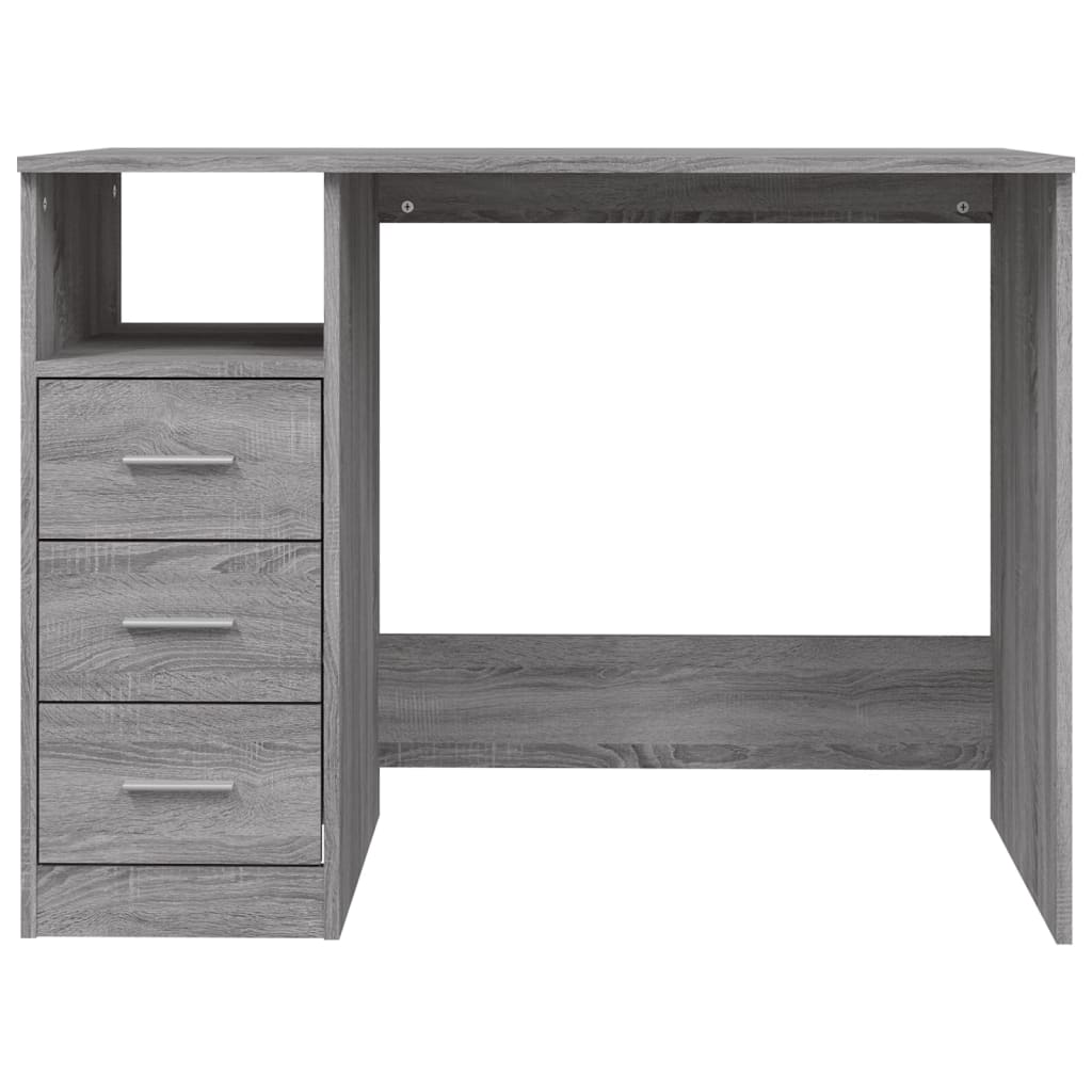 Bureau met lades 102x50x76 cm bewerkt hout grijs sonoma eiken is nu te koop bij PeponiXL, paradijselijk wonen!
