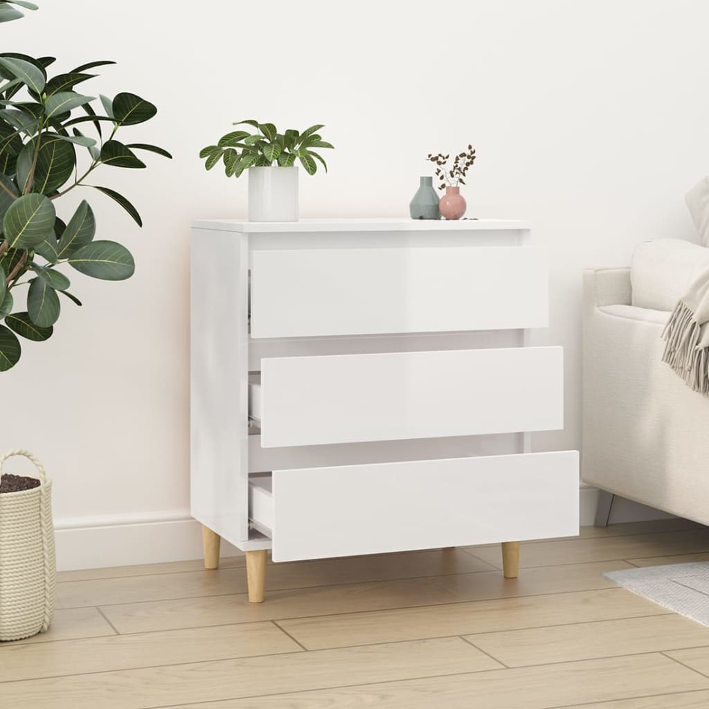 Dressoir 60x35x70 cm bewerkt hout hoogglans wit is nu te koop bij PeponiXL, paradijselijk wonen!
