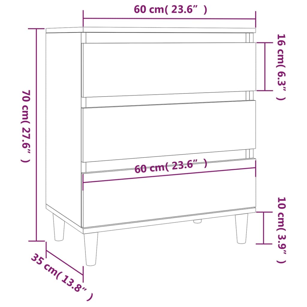 Dressoir 60x35x70 cm bewerkt hout hoogglans wit is nu te koop bij PeponiXL, paradijselijk wonen!