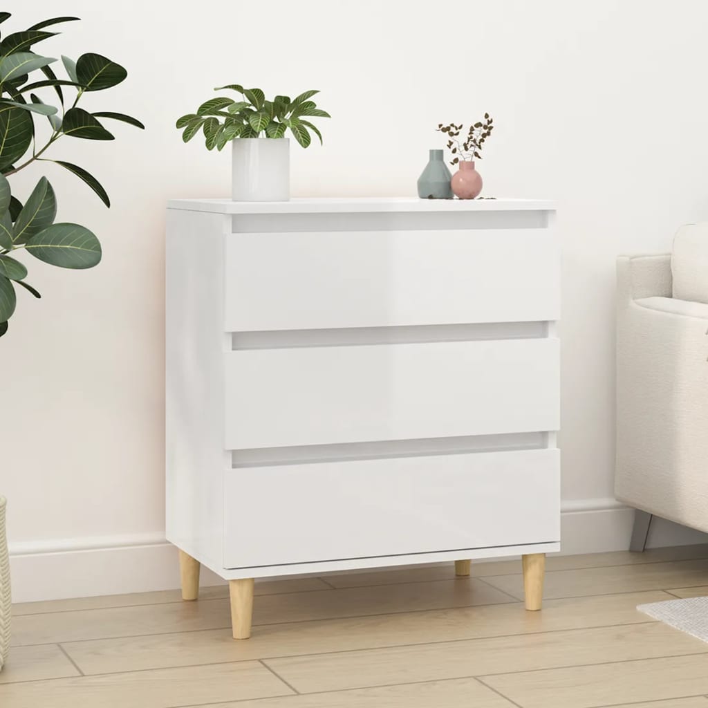 Dressoir 60x35x70 cm bewerkt hout hoogglans wit is nu te koop bij PeponiXL, paradijselijk wonen!