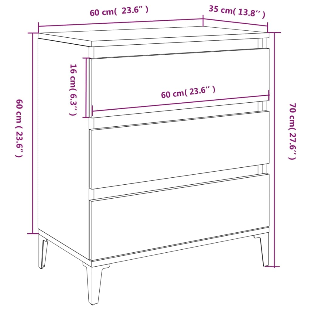 Dressoir 60x35x70 cm bewerkt hout wit is nu te koop bij PeponiXL, paradijselijk wonen!