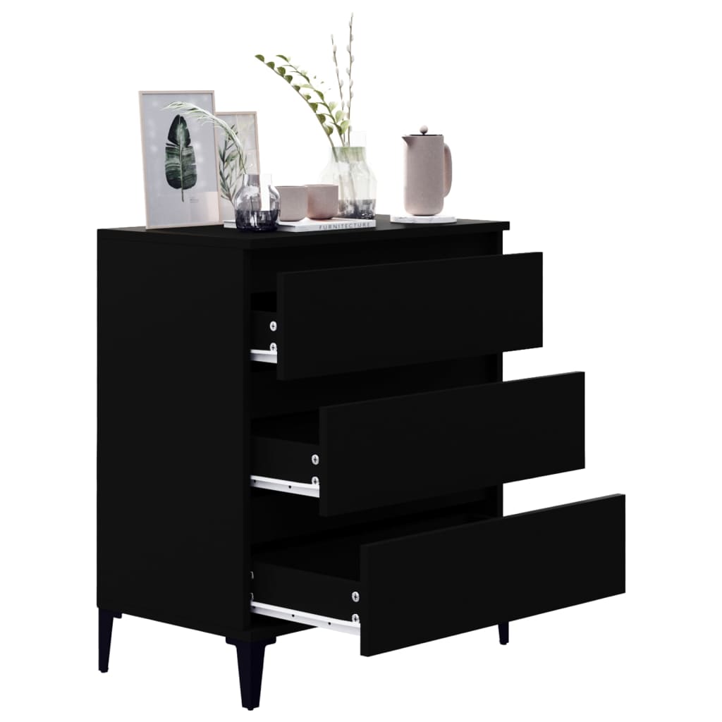 Dressoir 60x35x70 cm bewerkt hout zwart is nu te koop bij PeponiXL, paradijselijk wonen!