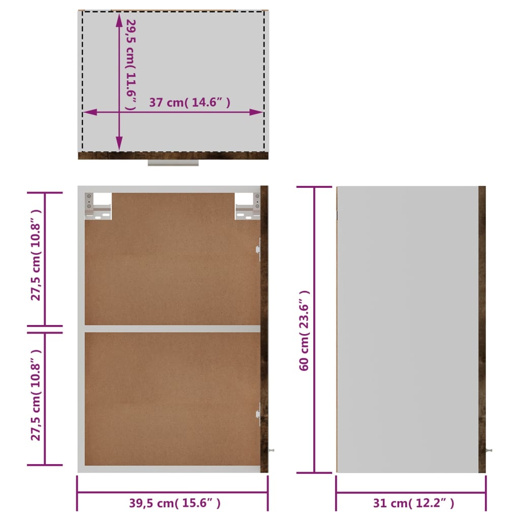 Bovenkast Lyon 39,5x31x60 cm grijs sonoma eikenkleurig is nu te koop bij PeponiXL, paradijselijk wonen!