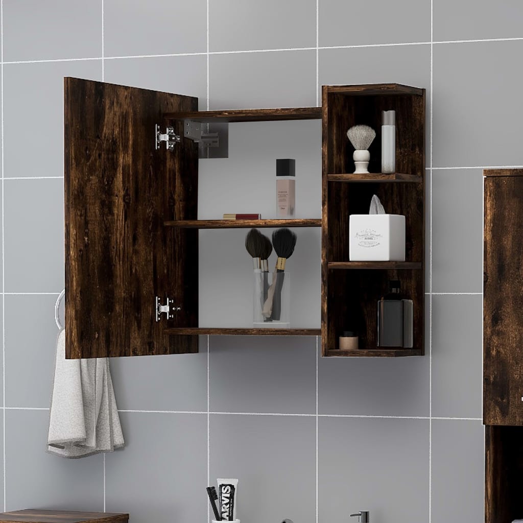 Badkamerspiegelkast 62,5x20,5x64 cm bewerkt hout gerookt eiken is nu te koop bij PeponiXL, paradijselijk wonen!