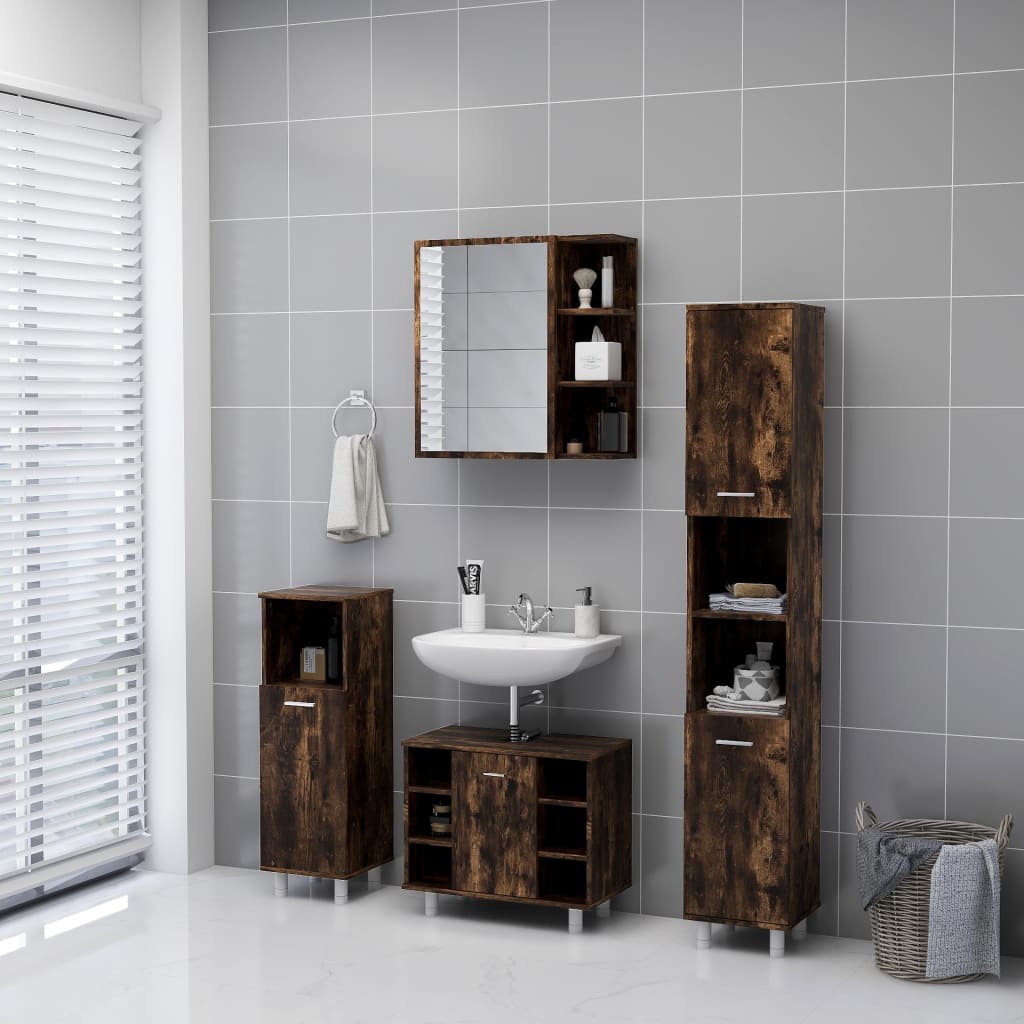 Badkamerspiegelkast 62,5x20,5x64 cm bewerkt hout gerookt eiken is nu te koop bij PeponiXL, paradijselijk wonen!
