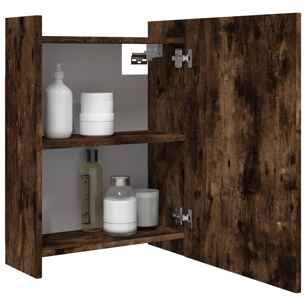 Badkamerspiegelkast 62,5x20,5x64 cm bewerkt hout gerookt eiken is nu te koop bij PeponiXL, paradijselijk wonen!