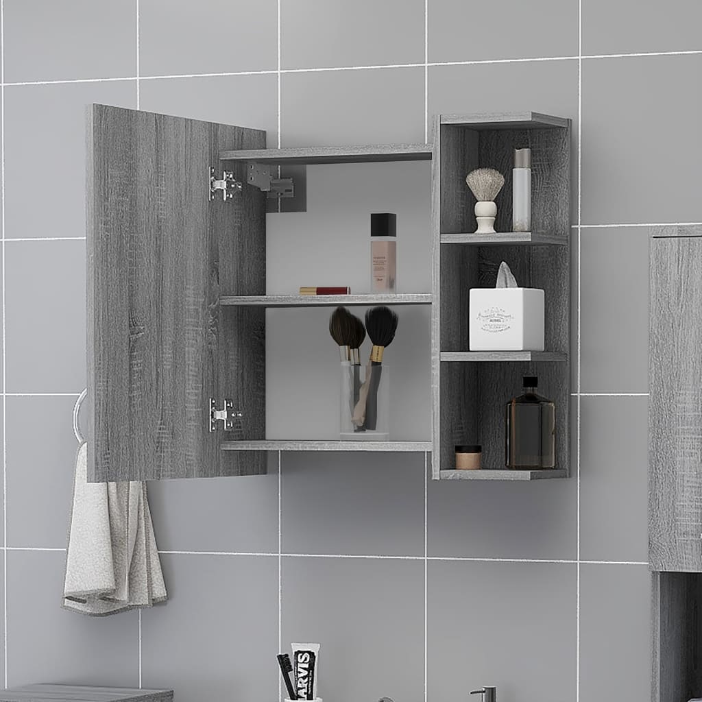 Badkamerspiegelkast 62,5x20,5x64 cm bewerkt hout grijs sonoma is nu te koop bij PeponiXL, paradijselijk wonen!