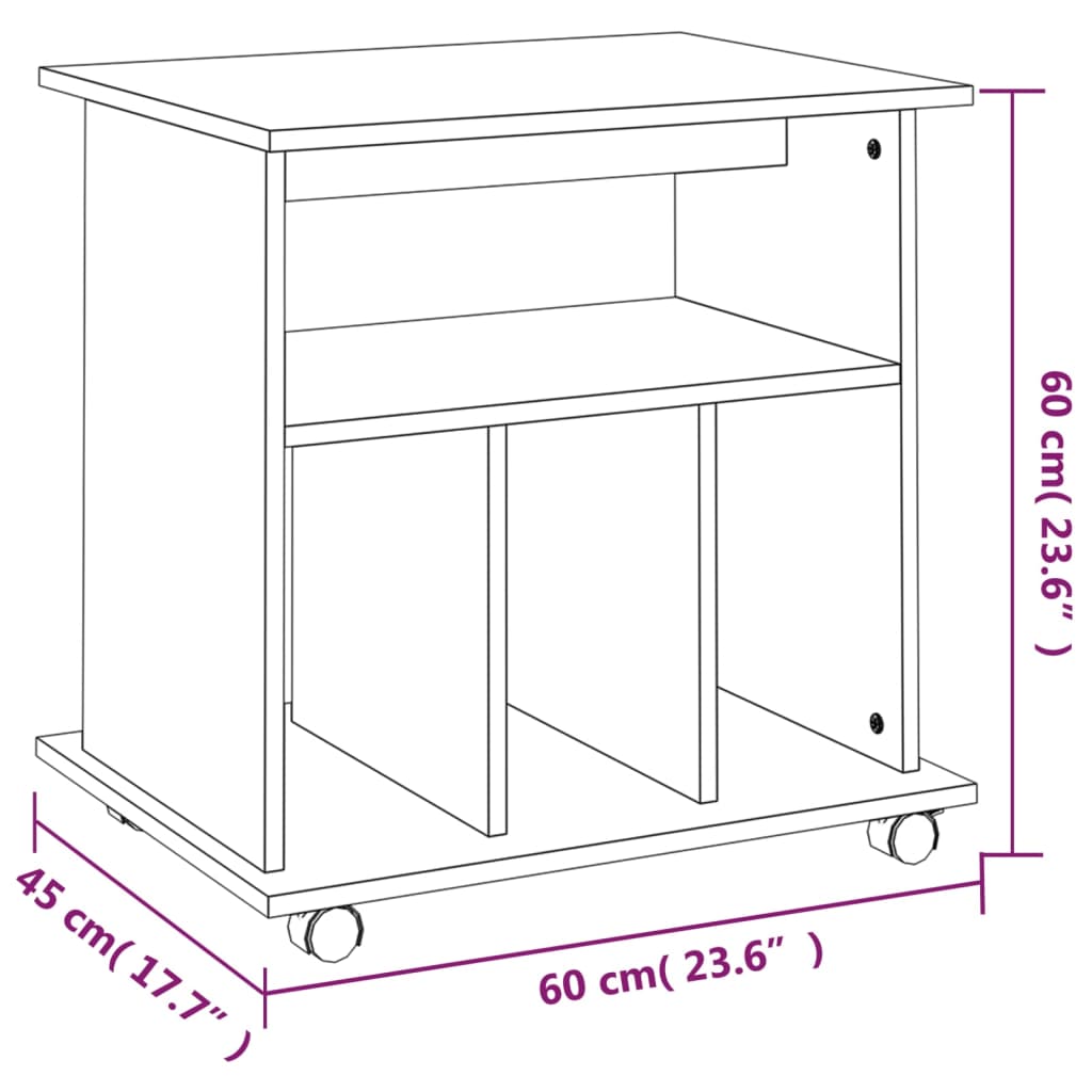 Rolkast 60x45x60 cm bewerkt hout grijs sonoma eiken is nu te koop bij PeponiXL, paradijselijk wonen!