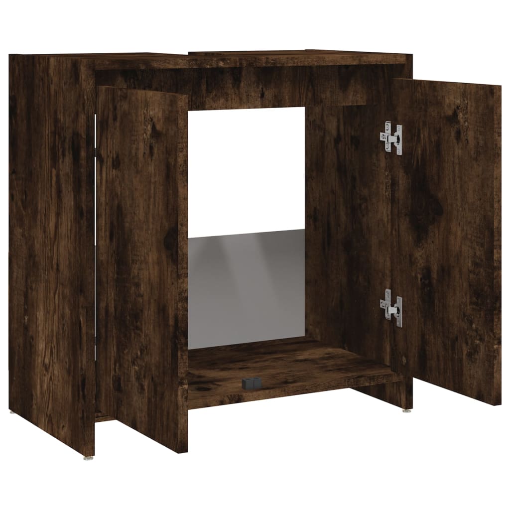Badkamerkast 60x33x61 cm bewerkt hout gerookt eikenkleurig is nu te koop bij PeponiXL, paradijselijk wonen!