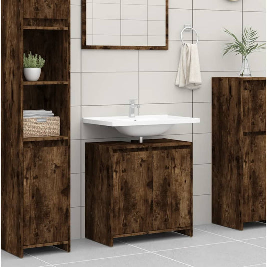 Badkamerkast 60x33x61 cm bewerkt hout gerookt eikenkleurig is nu te koop bij PeponiXL, paradijselijk wonen!