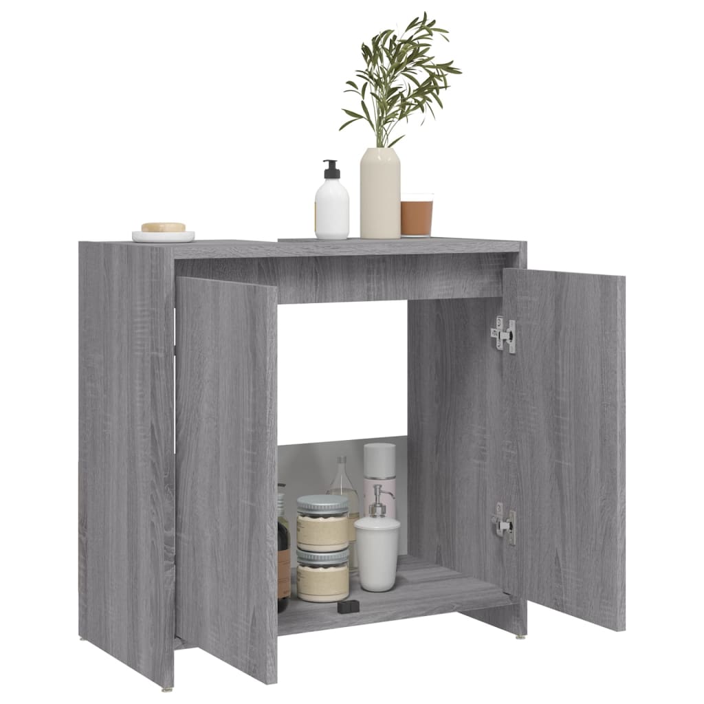 Badkamerkast 60x33x61 cm bewerkt hout grijs sonoma eikenkleurig is nu te koop bij PeponiXL, paradijselijk wonen!