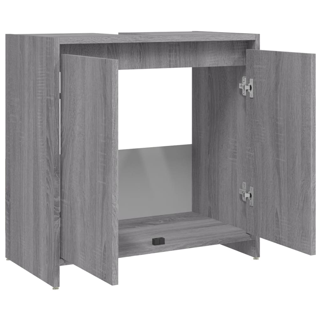 Badkamerkast 60x33x61 cm bewerkt hout grijs sonoma eikenkleurig is nu te koop bij PeponiXL, paradijselijk wonen!
