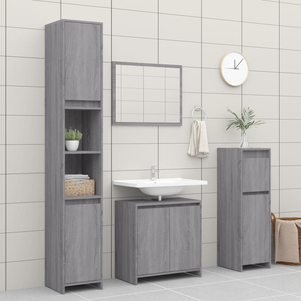 Badkamerkast 60x33x61 cm bewerkt hout grijs sonoma eikenkleurig is nu te koop bij PeponiXL, paradijselijk wonen!