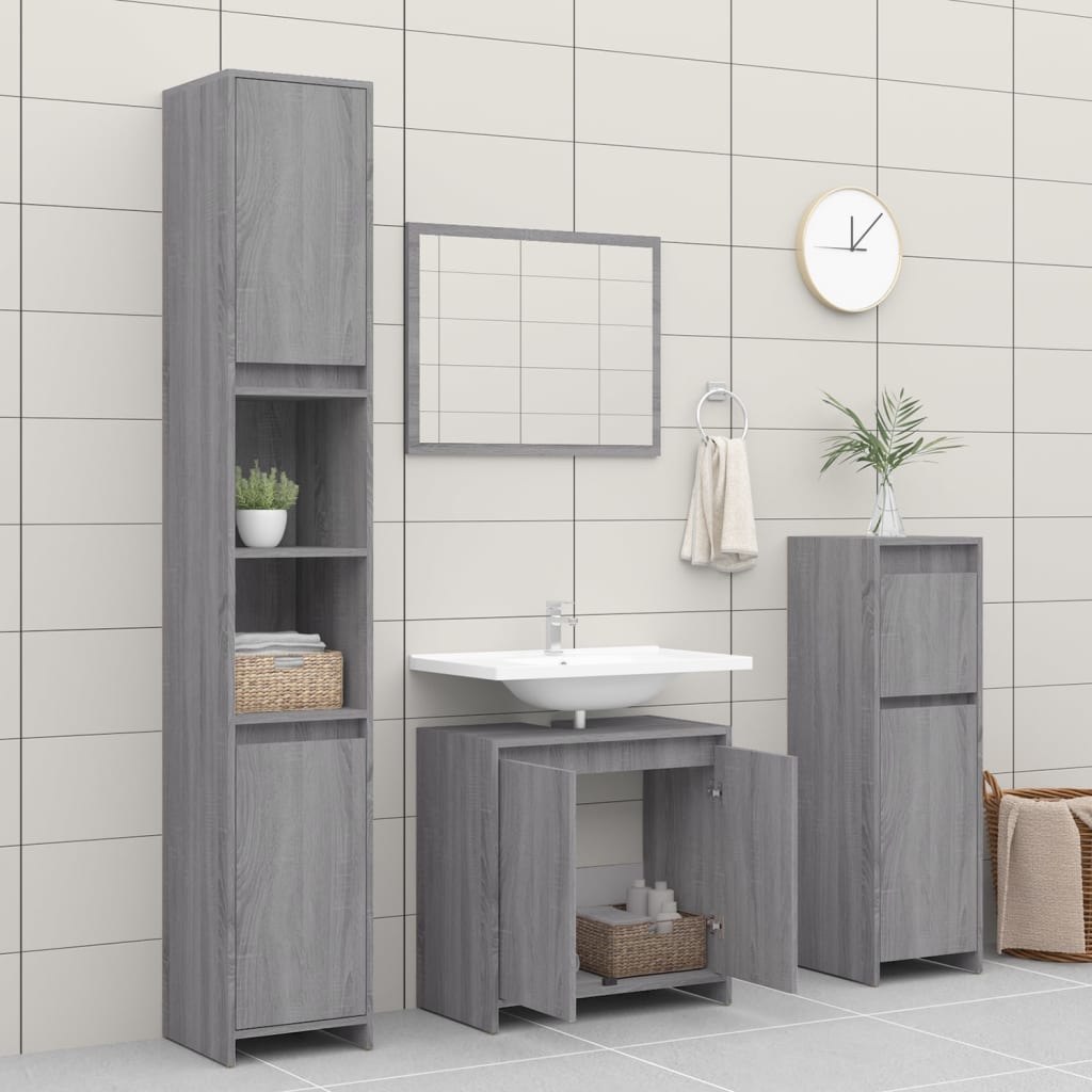 Badkamerkast 60x33x61 cm bewerkt hout grijs sonoma eikenkleurig is nu te koop bij PeponiXL, paradijselijk wonen!
