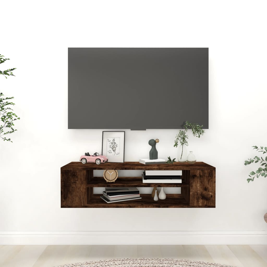 Tv-hangmeubel 100x30x26,5 cm bewerkt hout gerookt eikenkleurig is nu te koop bij PeponiXL, paradijselijk wonen!
