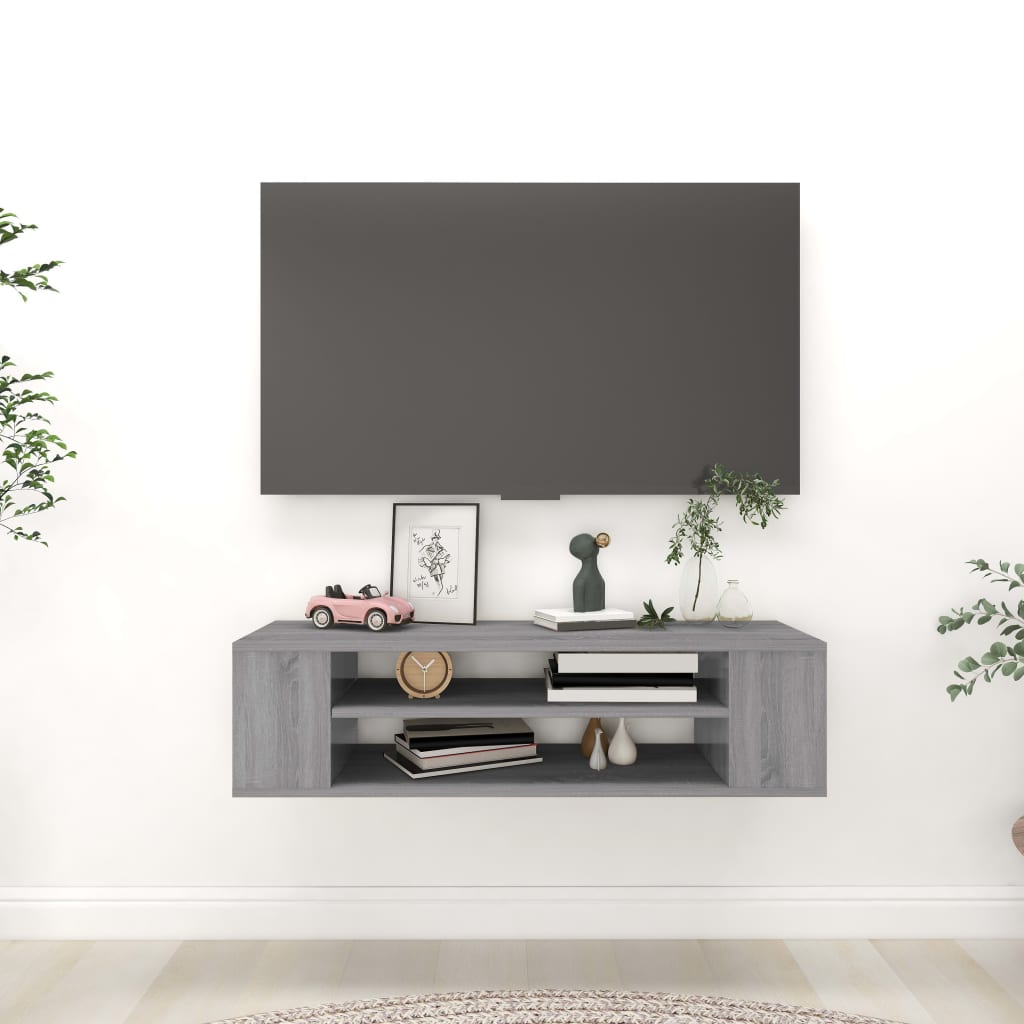 Tv-hangmeubel 100x30x26,5 cm bewerkt hout grijs sonoma eiken is nu te koop bij PeponiXL, paradijselijk wonen!