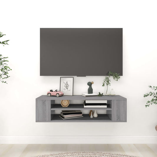 Tv-hangmeubel 100x30x26,5 cm bewerkt hout grijs sonoma eiken is nu te koop bij PeponiXL, paradijselijk wonen!