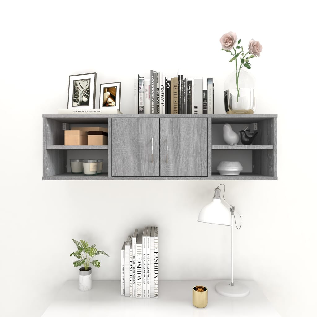 Wandschap 102x30x29 cm bewerkt hout grijs sonoma eikenkleurig is nu te koop bij PeponiXL, paradijselijk wonen!