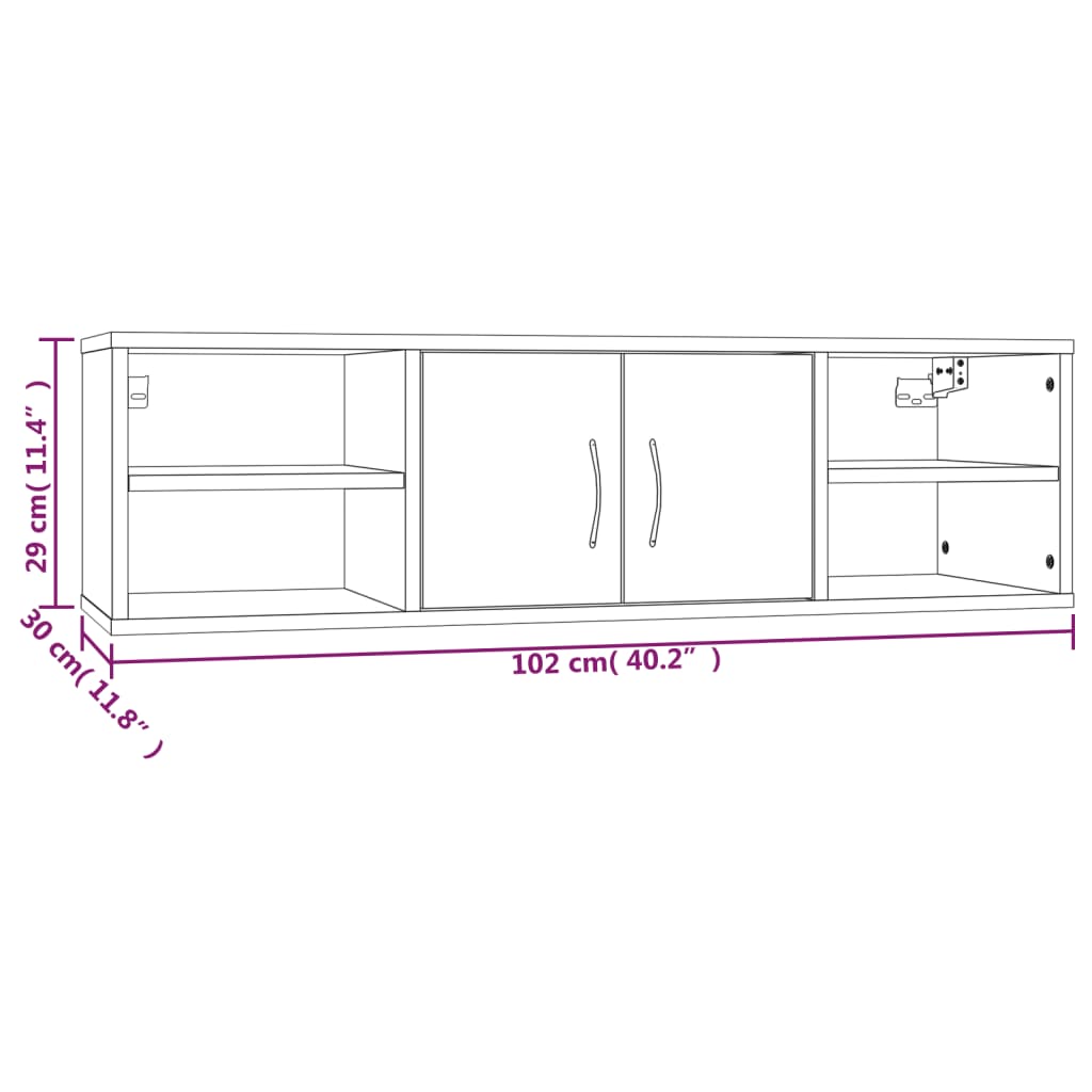 Wandschap 102x30x29 cm bewerkt hout grijs sonoma eikenkleurig is nu te koop bij PeponiXL, paradijselijk wonen!