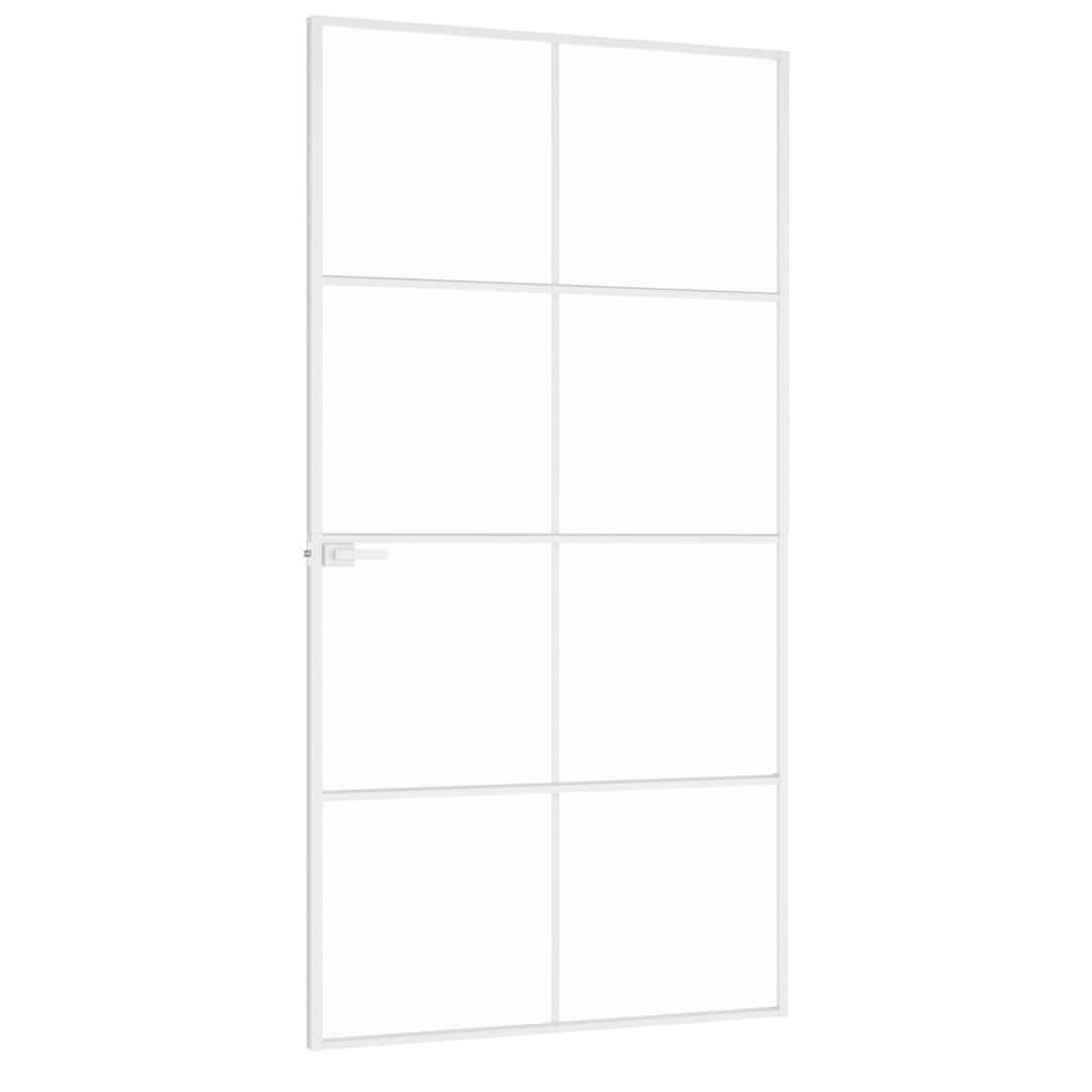 Binnendeur 102x201,5 cm gehard glas en aluminium smal wit is nu te koop bij PeponiXL, paradijselijk wonen!