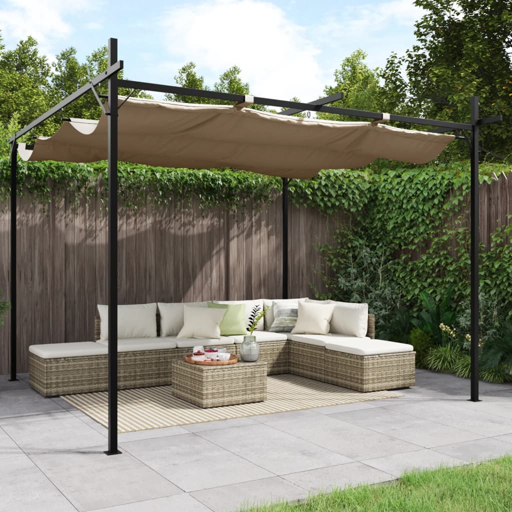 Pergola met uitschuifbaar dak 295x292x230 taupe is nu te koop bij PeponiXL, paradijselijk wonen!