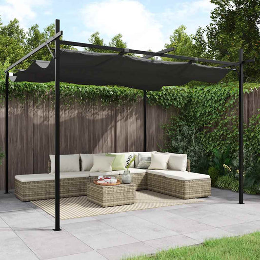 Pergola met uitschuifbaar dak 295x292x230 antracietkleurig is nu te koop bij PeponiXL, paradijselijk wonen!