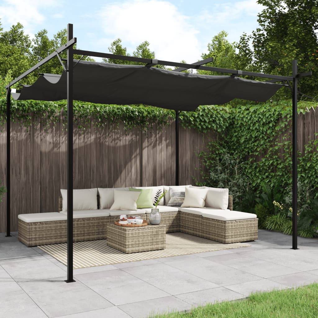 Pergola met uitschuifbaar dak 295x292x230 antracietkleurig is nu te koop bij PeponiXL, paradijselijk wonen!