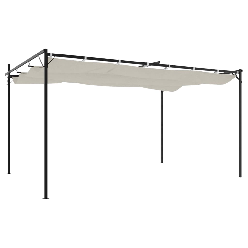 Pergola met uitschuifbaar dak 395x292x230 crèmekleurig is nu te koop bij PeponiXL, paradijselijk wonen!