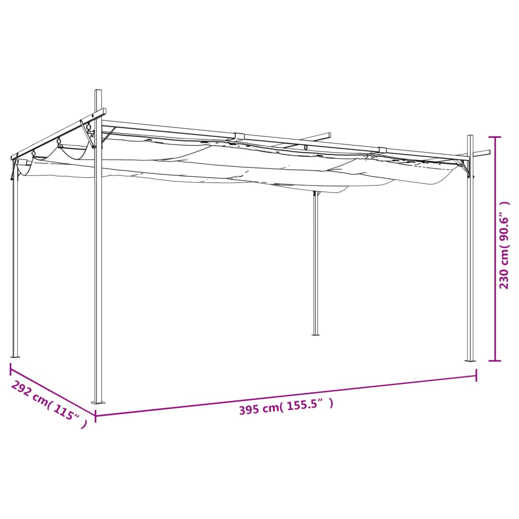 Pergola met uitschuifbaar dak 395x292x230 crèmekleurig is nu te koop bij PeponiXL, paradijselijk wonen!