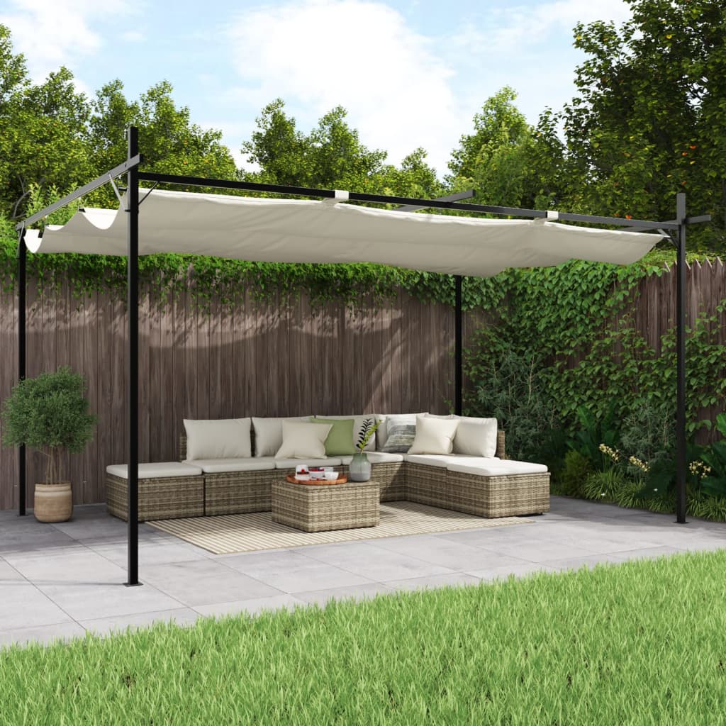 Pergola met uitschuifbaar dak 395x292x230 crèmekleurig is nu te koop bij PeponiXL, paradijselijk wonen!