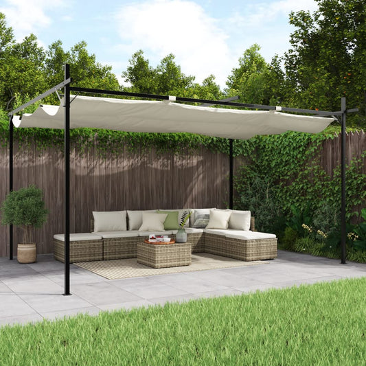Pergola met uitschuifbaar dak 395x292x230 crèmekleurig is nu te koop bij PeponiXL, paradijselijk wonen!