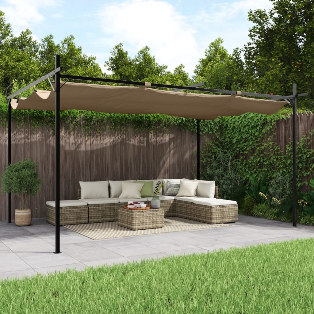 Pergola met uitschuifbaar dak 395x292x230 taupe is nu te koop bij PeponiXL, paradijselijk wonen!