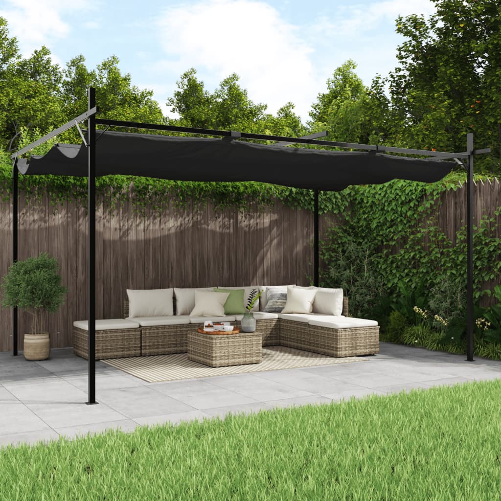Pergola met uitschuifbaar dak 395x292x230 antracietkleurig is nu te koop bij PeponiXL, paradijselijk wonen!