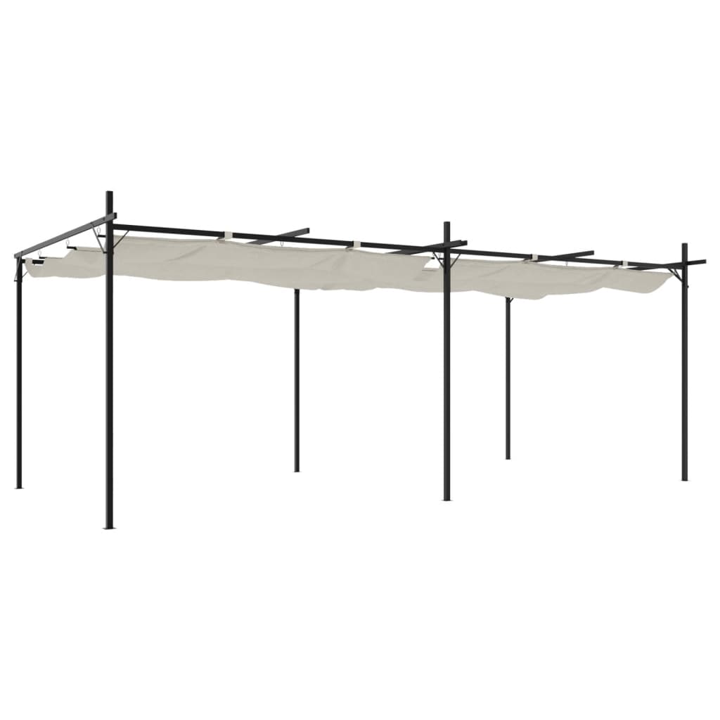Pergola met uitschuifbaar dak 589x292x230 crèmekleurig is nu te koop bij PeponiXL, paradijselijk wonen!