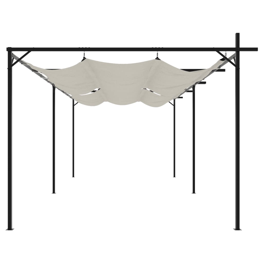 Pergola met uitschuifbaar dak 589x292x230 crèmekleurig is nu te koop bij PeponiXL, paradijselijk wonen!