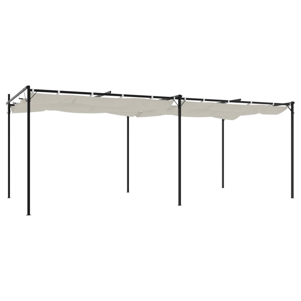 Pergola met uitschuifbaar dak 589x292x230 crèmekleurig is nu te koop bij PeponiXL, paradijselijk wonen!