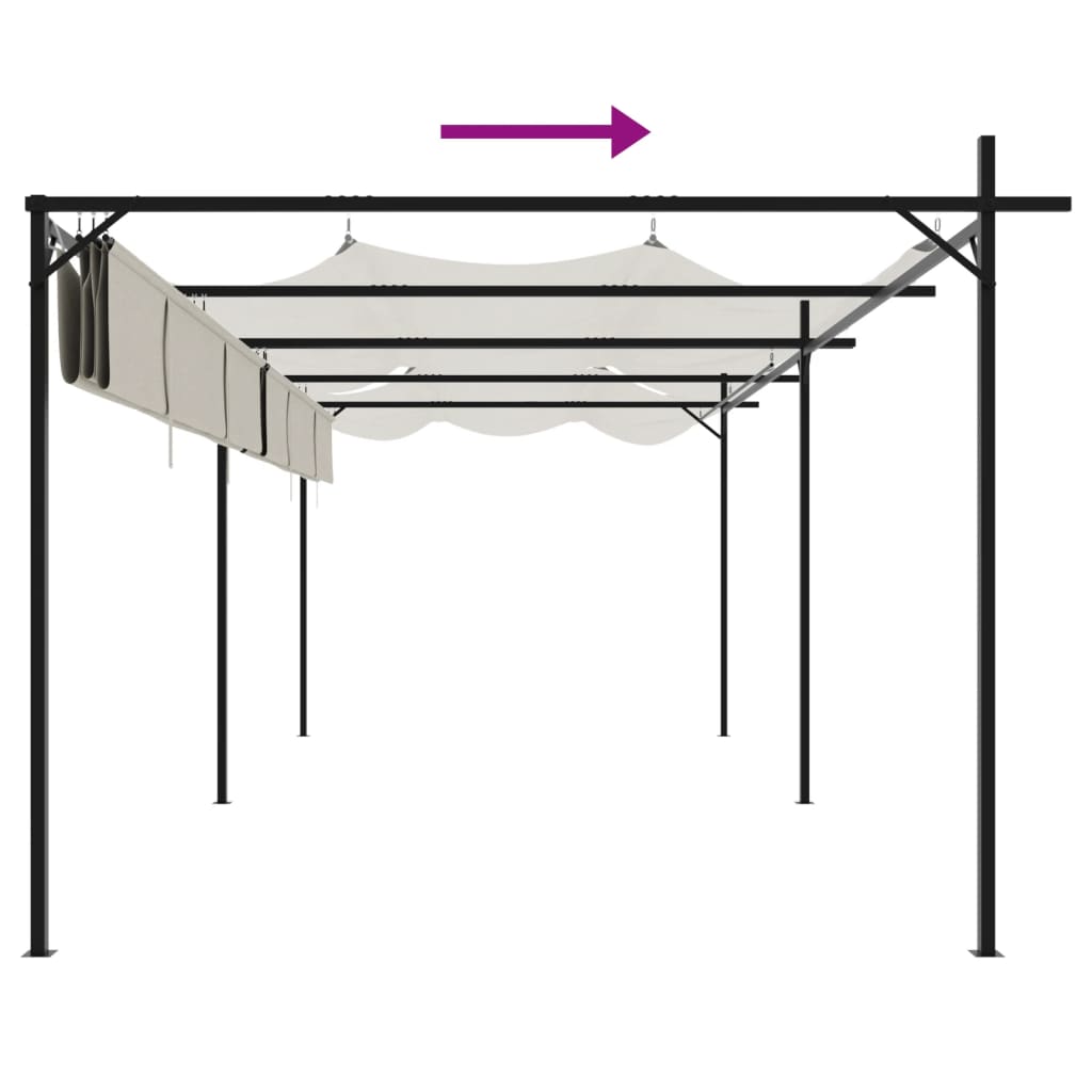 Pergola met uitschuifbaar dak 589x292x230 crèmekleurig is nu te koop bij PeponiXL, paradijselijk wonen!