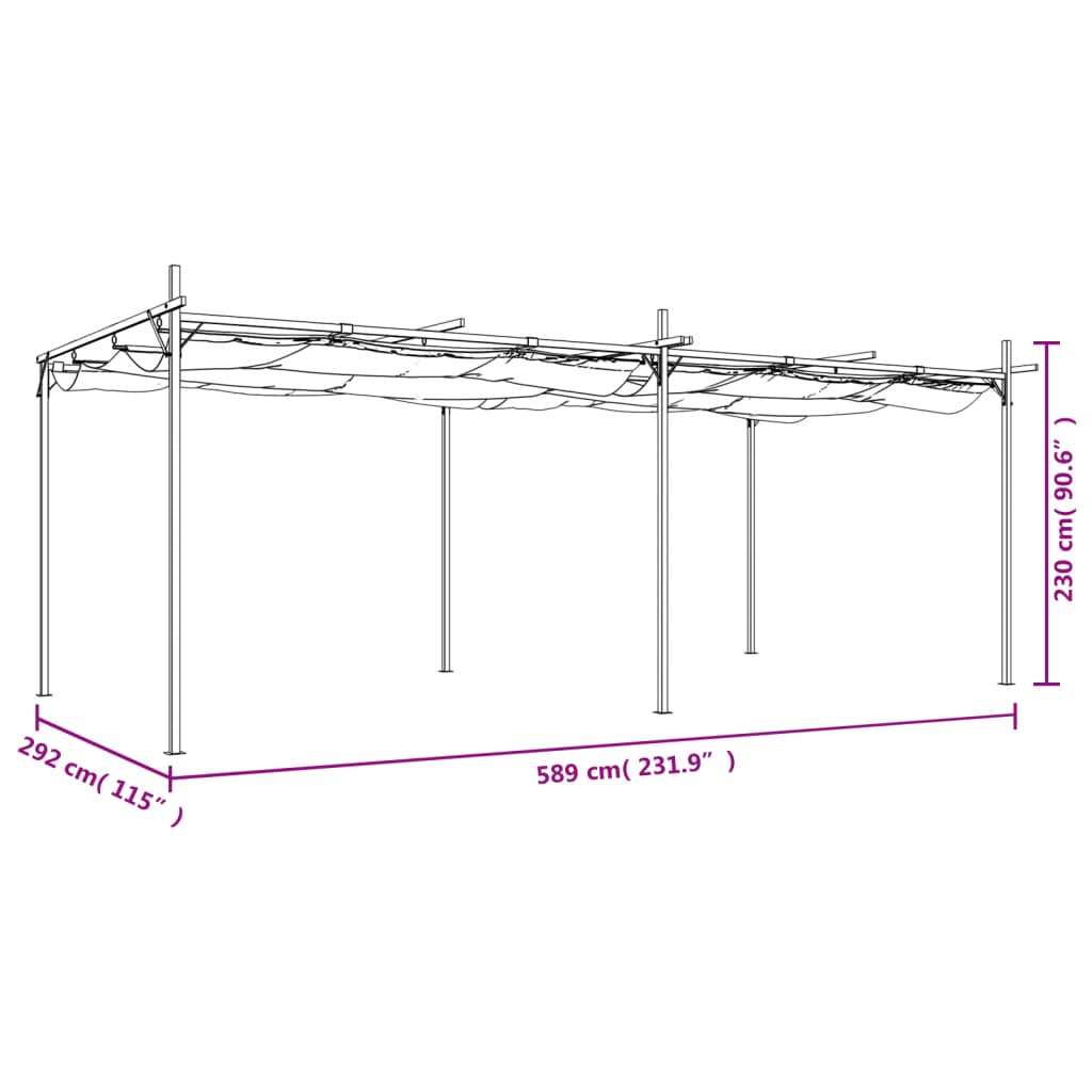 Pergola met uitschuifbaar dak 589x292x230 crèmekleurig is nu te koop bij PeponiXL, paradijselijk wonen!