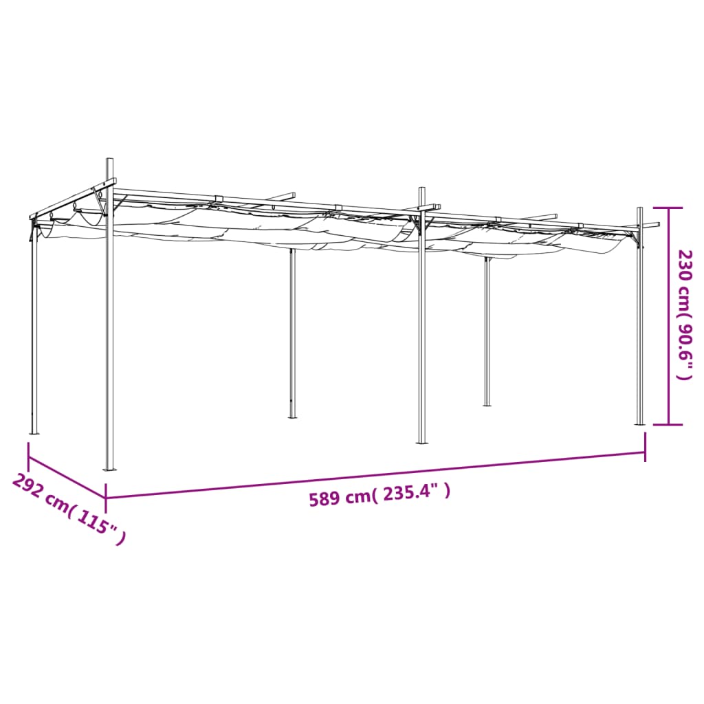 Pergola met uitschuifbaar dak 589x292x230 taupe is nu te koop bij PeponiXL, paradijselijk wonen!
