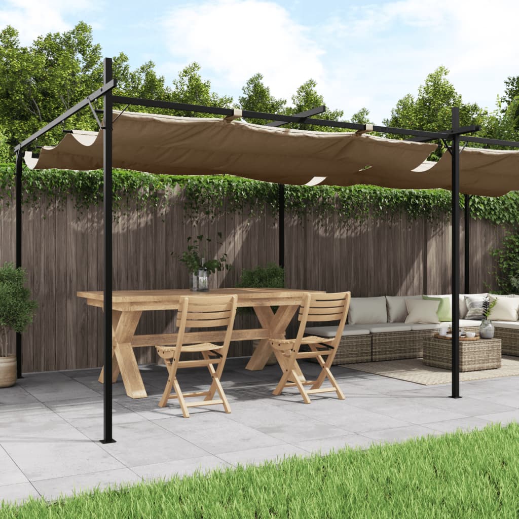 Pergola met uitschuifbaar dak 589x292x230 taupe is nu te koop bij PeponiXL, paradijselijk wonen!
