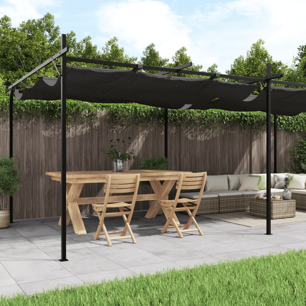 Pergola met uitschuifbaar dak 589x292x230 antracietkleurig is nu te koop bij PeponiXL, paradijselijk wonen!