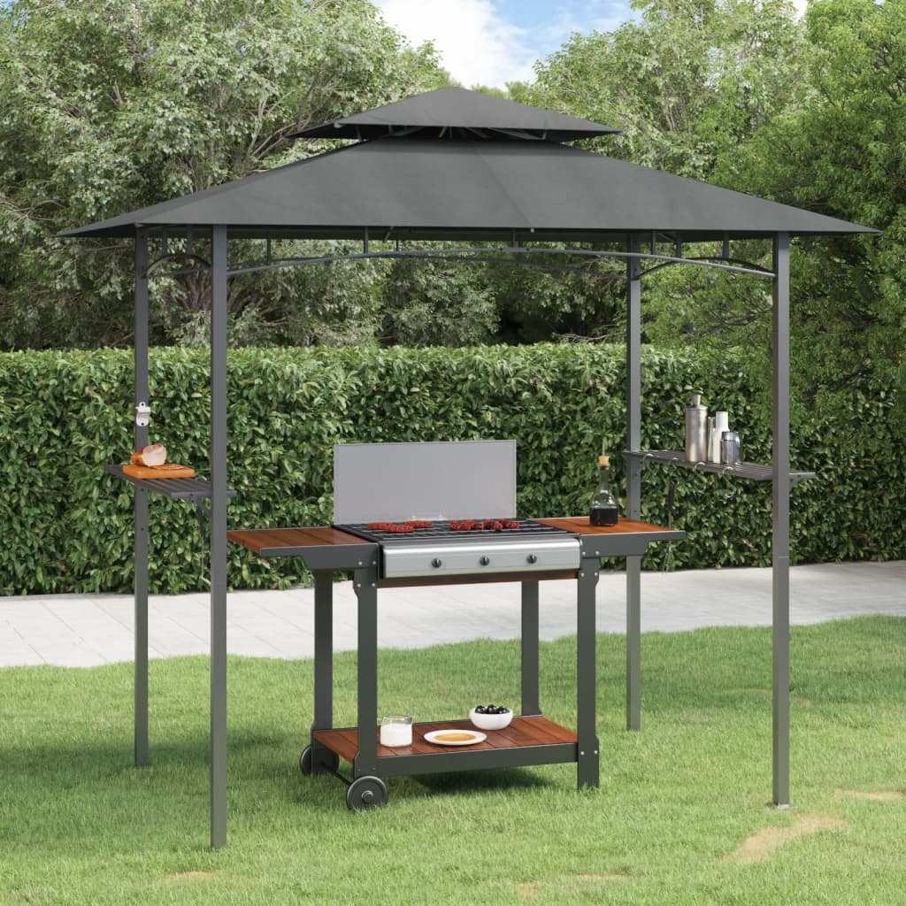 Barbecue-overkapping 240x150x243 cm staal antracietkleurig is nu te koop bij PeponiXL, paradijselijk wonen!